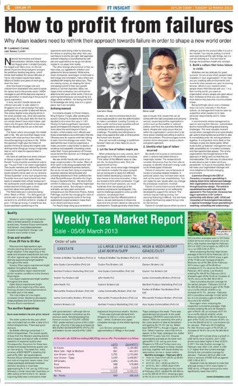 How to Profit from Failures -Ceylon Today, March 14, 2013